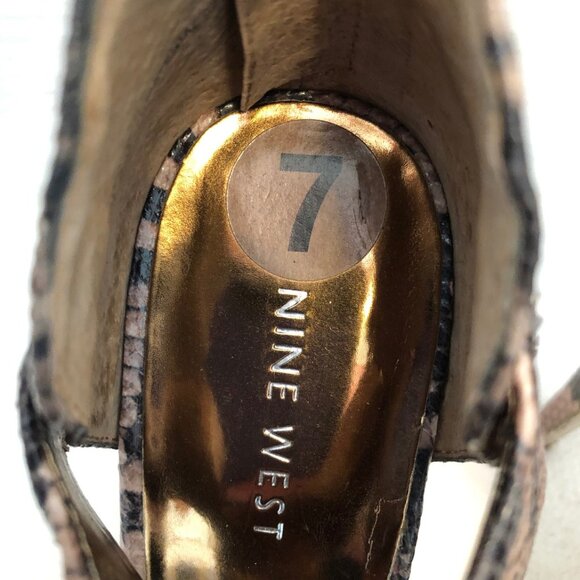 Nine West Pulman Platform Heels in Tan & Black Faux Snakeskin. No Signs of Wear. - Picture 5 of 6